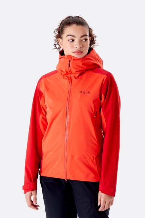 Chaqueta Impermeable Kinetic Alpine 2.0 Tt64216 Pomelo Rojo Mujer Rab
